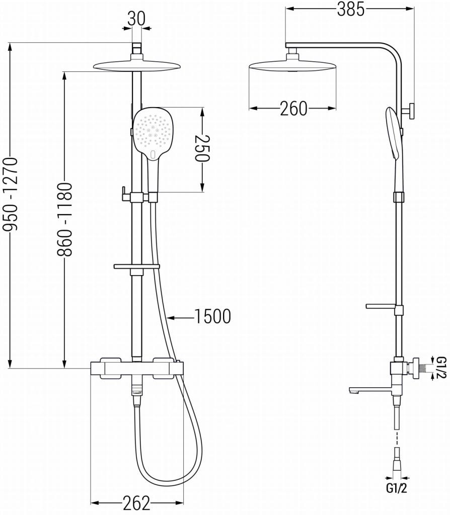 MEXEN – CQ22 vanový sloup s termostatickou baterií, chrom 779102295-00