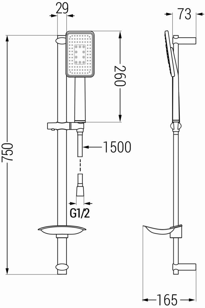MEXEN – DB54 posuvný sprchový set, černá / chrom 785544584-17