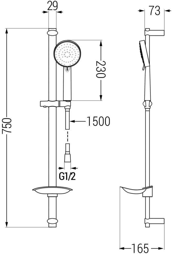 MEXEN – DB75 posuvný sprchový set, chrom 785754584-00