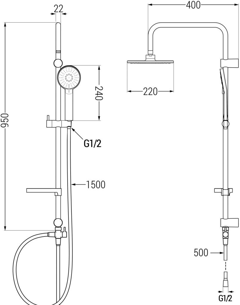 MEXEN – X40 bílý sprchový sloup 798404091-20