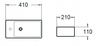 MEXEN – Inez umyvadlo na desku pravé 41×21 cm černá matná 21484085R