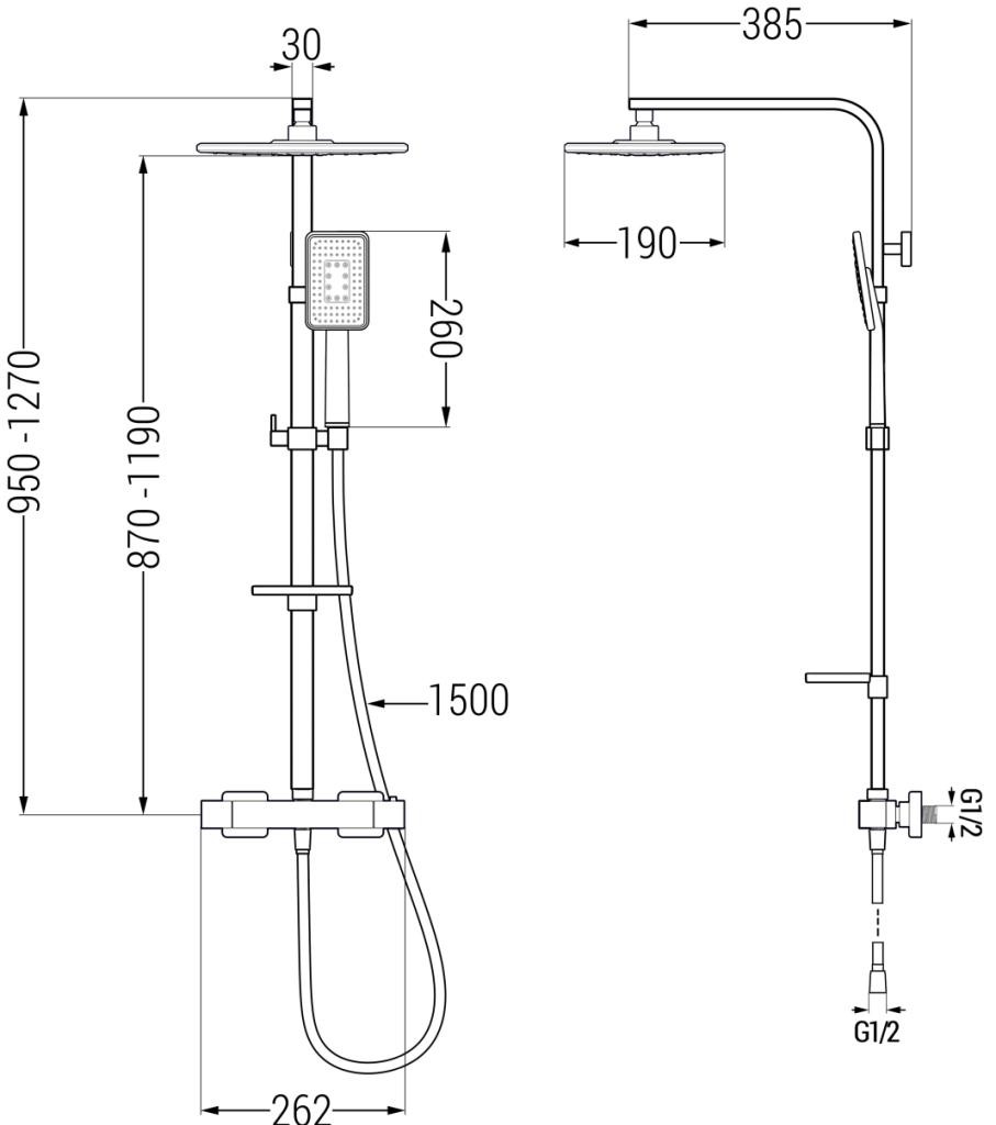 MEXEN – CQ54-SPRCHOVÁ SADA S TERMOSTATICKOU BATERIÍ, BÍLÁ /CHROM 772505495-21