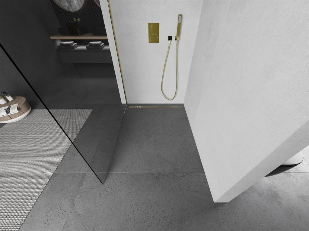 MEXEN - KIOTO Sprchová zástěna WALK-IN 110x200 cm 8 mm, zlatá, transparent 800-110-101-50-00 (obrázek 3)