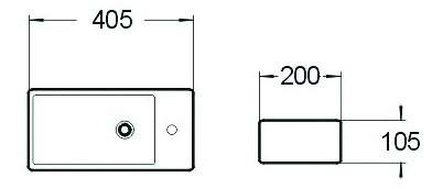 MEXEN – Inez keramické umyvadlo levé 40 x 20 cm bílá 21484000L