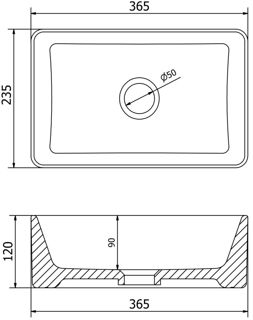 MEXEN – Nadia umyvadlo na desku o rozměrech 36x23cm bílá 21613600