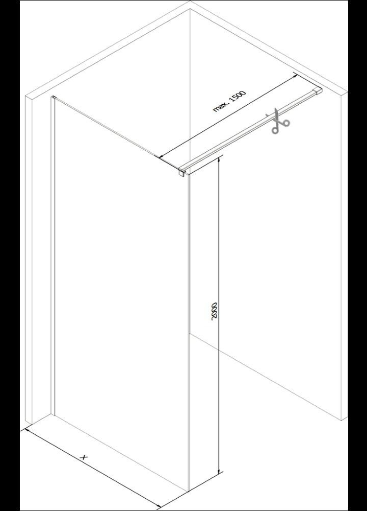 MEXEN - KIOTO Sprchová zástěna WALK-IN 110x200 cm 8 mm, zlatá, transparent 800-110-101-50-00 (obrázek 7)