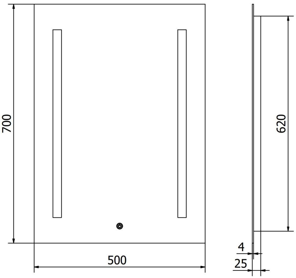 MEXEN – Remi zrcadlo s osvětlením 50 x 70, LED 6000K, 9804-050-070-611-00