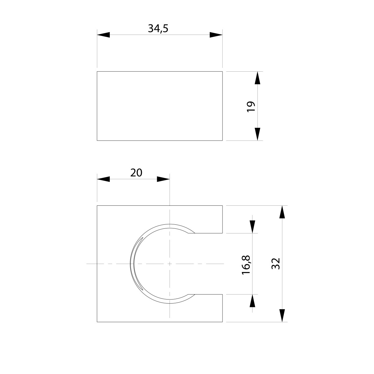 SAPHO – Držák sprchy hranatý, pevný, chrom 1205-14