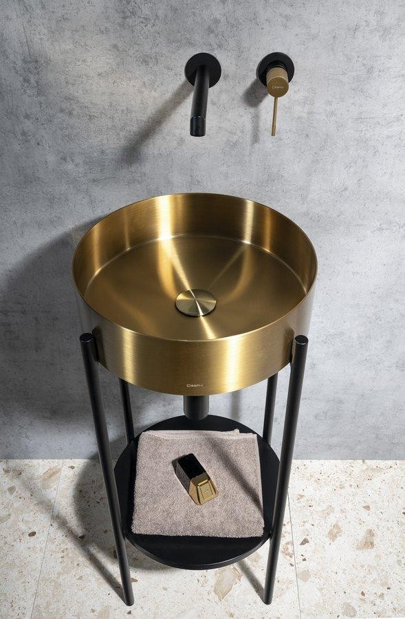 SAPHO – AURUM nerezové umyvadlo na desku, průměr 38cm, včetně výpusti, zlato mat AU201