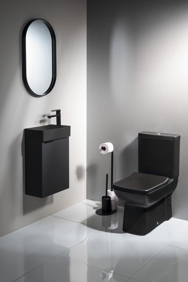 AQUALINE – SAMBA stojan s držákem na toaletní papír a WC štětkou, černá SB236