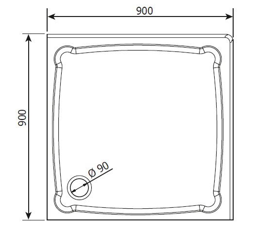 GELCO – Sprchová vanička DIONA GD009 900×900 hladká GD009