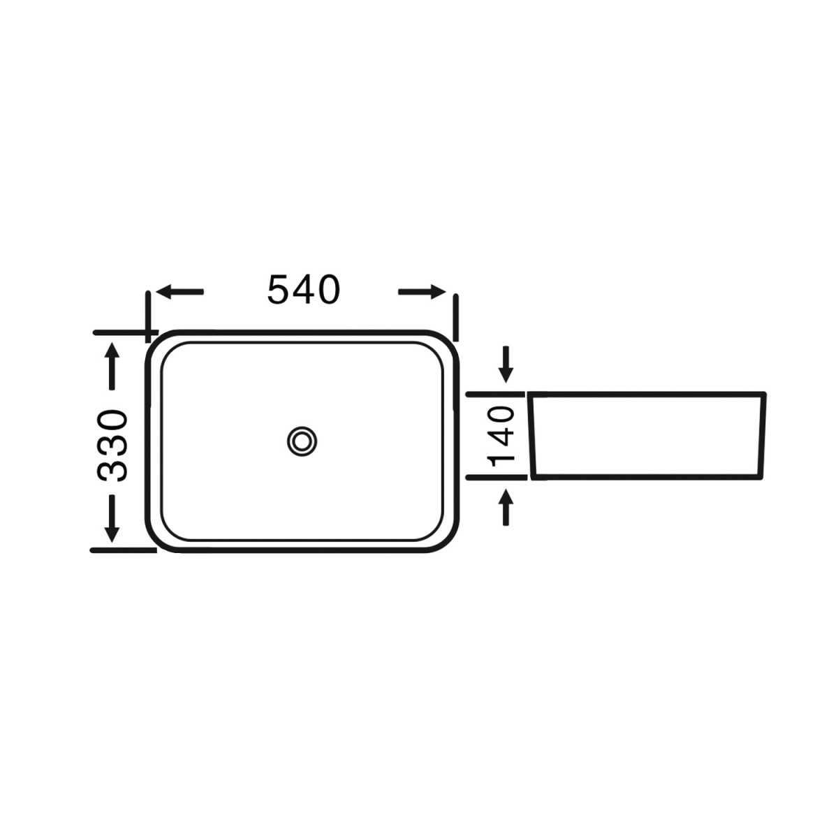 AQUALINE – Keramické umyvadlo na desku, 54x33cm, bílá 54331