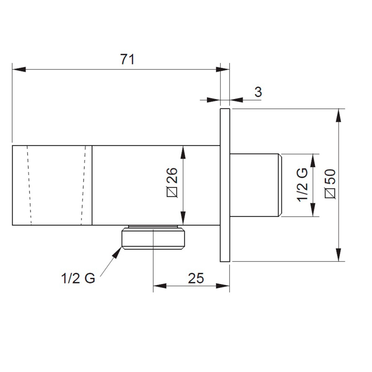 SAPHO – Držák sprchy hranatý, otočný, s vyústěním, chrom SG301