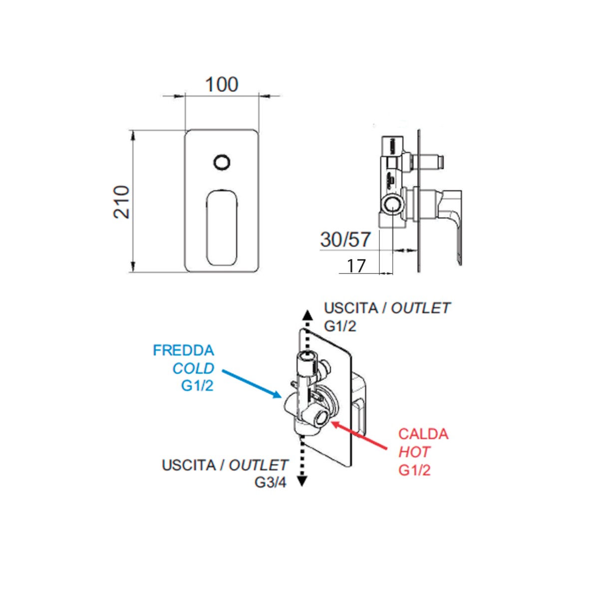 SAPHO – SPY podomítková sprchová baterie, 2 výstupy, bílá mat PY42/14