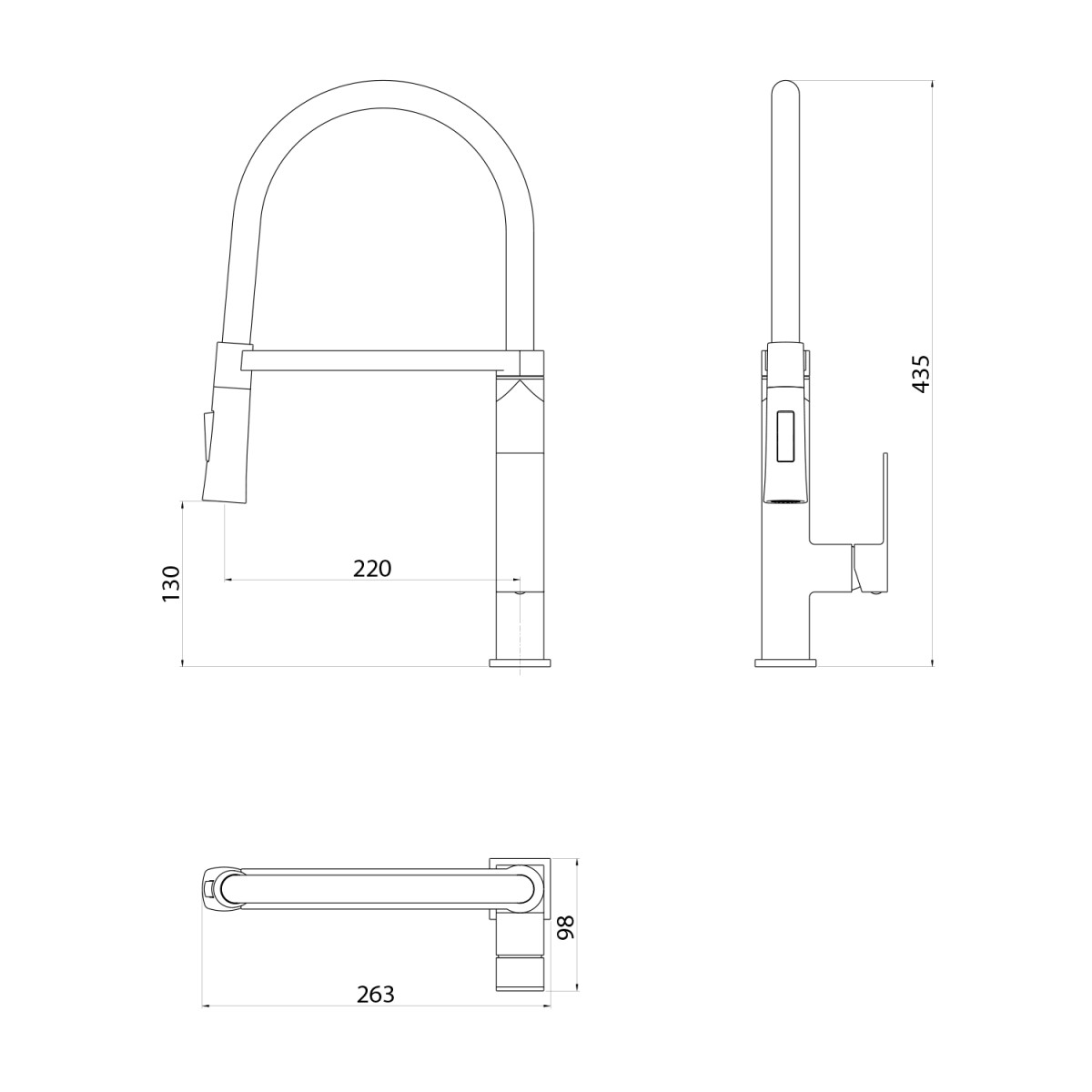 SAPHO – MAYA stojánková dřezová baterie se sprškou, chrom MA780