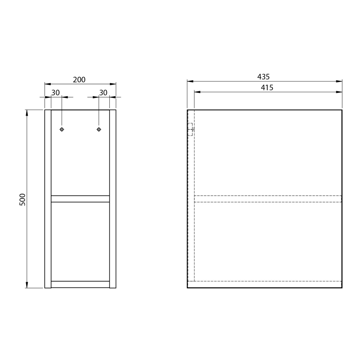 SAPHO – ODETTA skříňka spodní policová 20x50x43,5cm, dub alabama DT200-2222