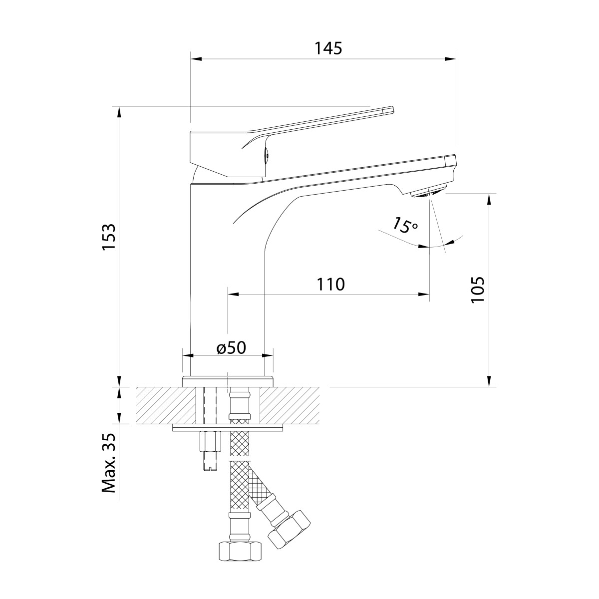 AQUALINE – SINTRA ECO 3,8 l/min ,stojánková umyvadlová baterie, chrom SX002-01