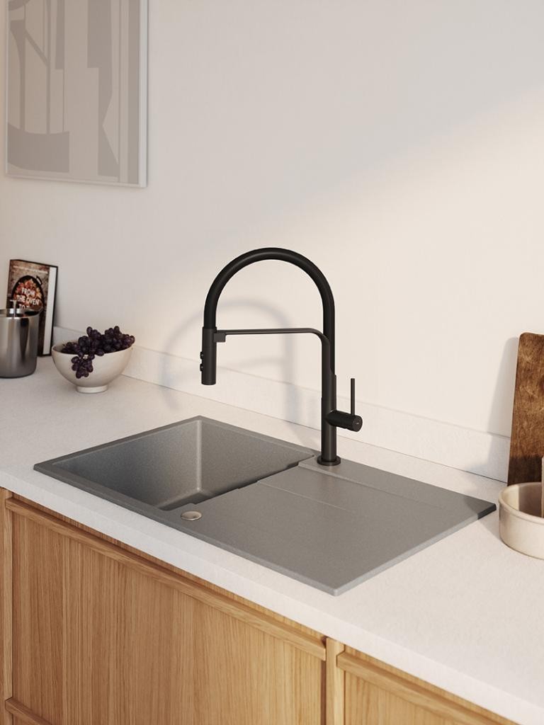 Kuchinox – SILUETTO stojánková dřezová baterie U, černá BQU_B78D