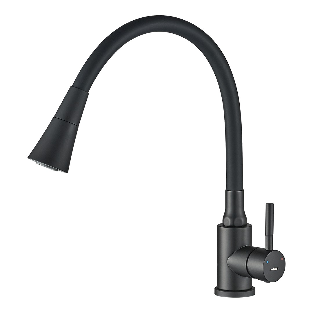 Kuchinox - SELVA dřezová baterie stojánková s elastickým ramenem a 2-funkčním výtokem, černá BSK_762D