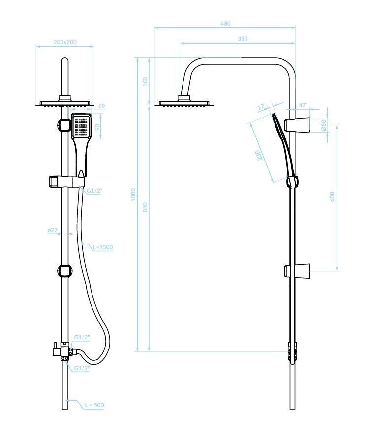Kuchinox – HIRO sprchový sloup bez baterie PKH_00KX