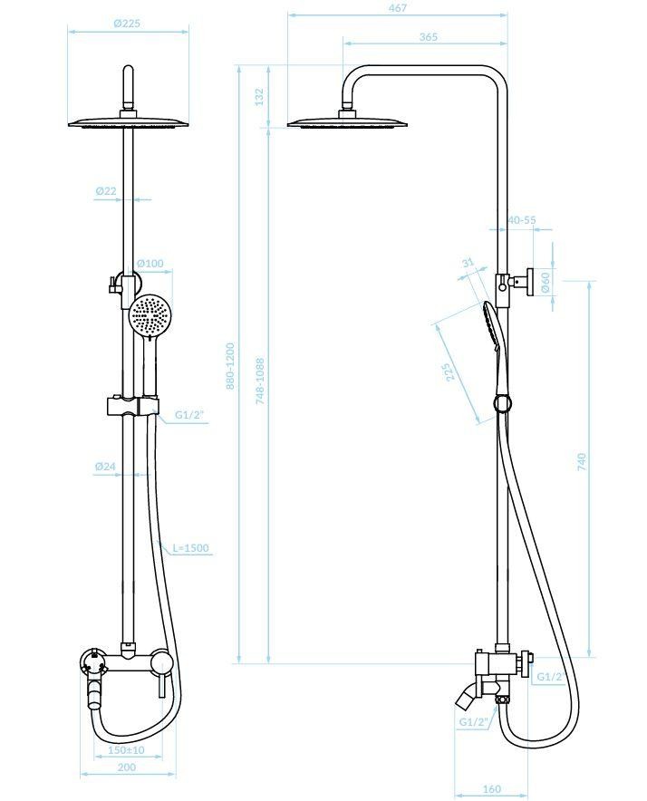 Kuchinox – NORTES sprchový sloup s otočným ramínkem PKN_01OB