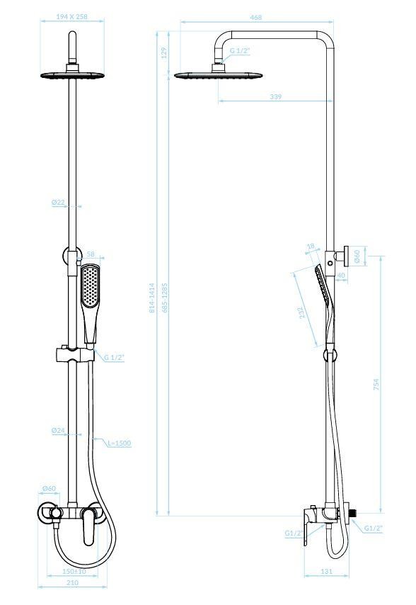 Kuchinox – DIMA sprchový sloup, chrom PQD_00KB