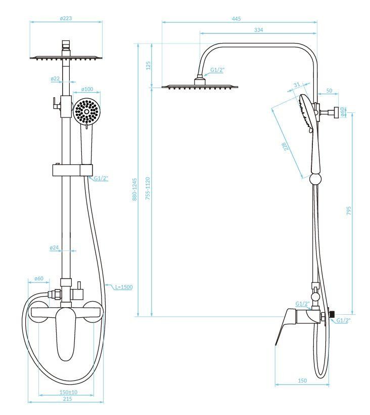 Kuchinox – SAGRA sprchový sloup, černá PQR_70OB