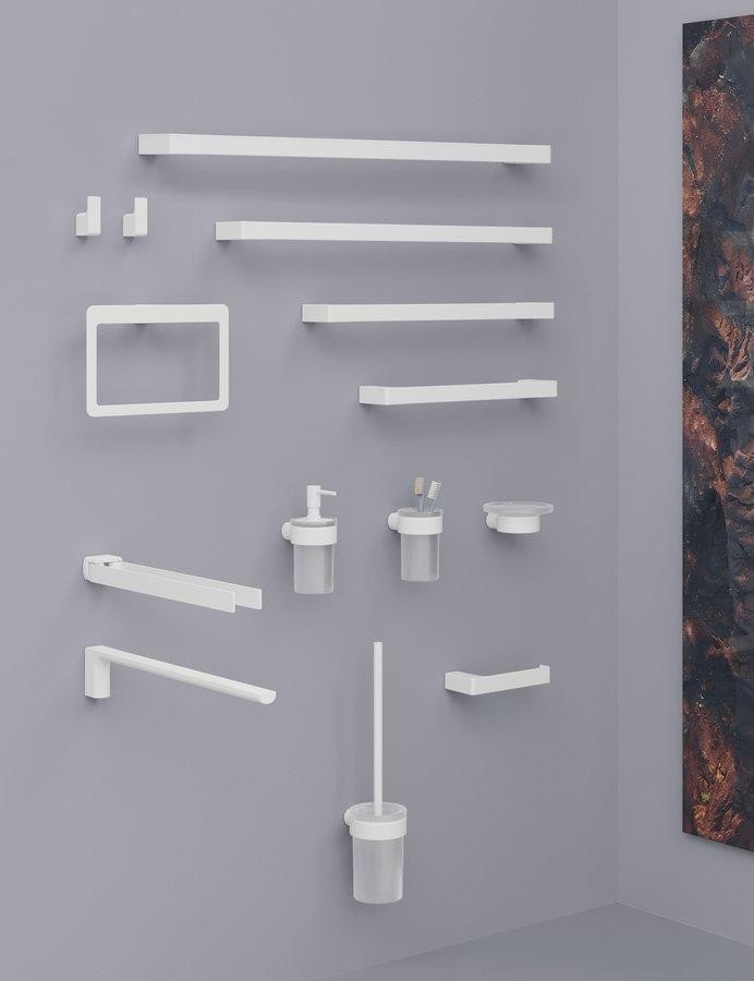 Gedy – PIRENEI WC štětka závěsná, mléčné sklo, bílá mat PI330302