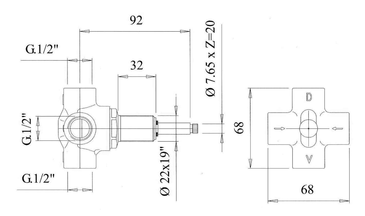 SAPHO – ANTEA podomítkový přepínač, chrom DEVIN21